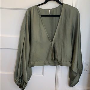 Free People Olive Green Blouse, Size S